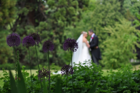 bride and groom in grounds